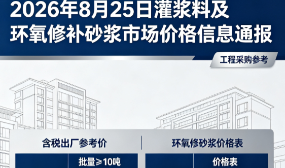 新兴镇2026年8月25日灌浆料及环氧修补砂浆市场价格信息通报